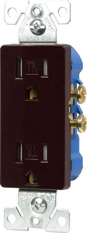 Eaton TR1107B-BOX Duplex Decorator Straight Blade Tamper Resistant Grounding Receptacle 125 VAC, 15 A, 2 Poles, 3 Wires
