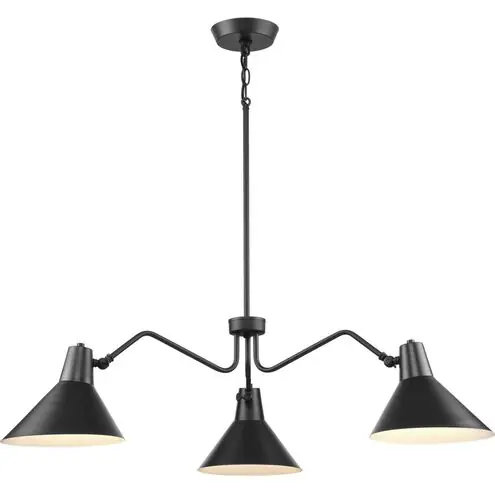 Progress Lighting P400309-31M Trimble Collection 3-Light Matte Black Chandelier