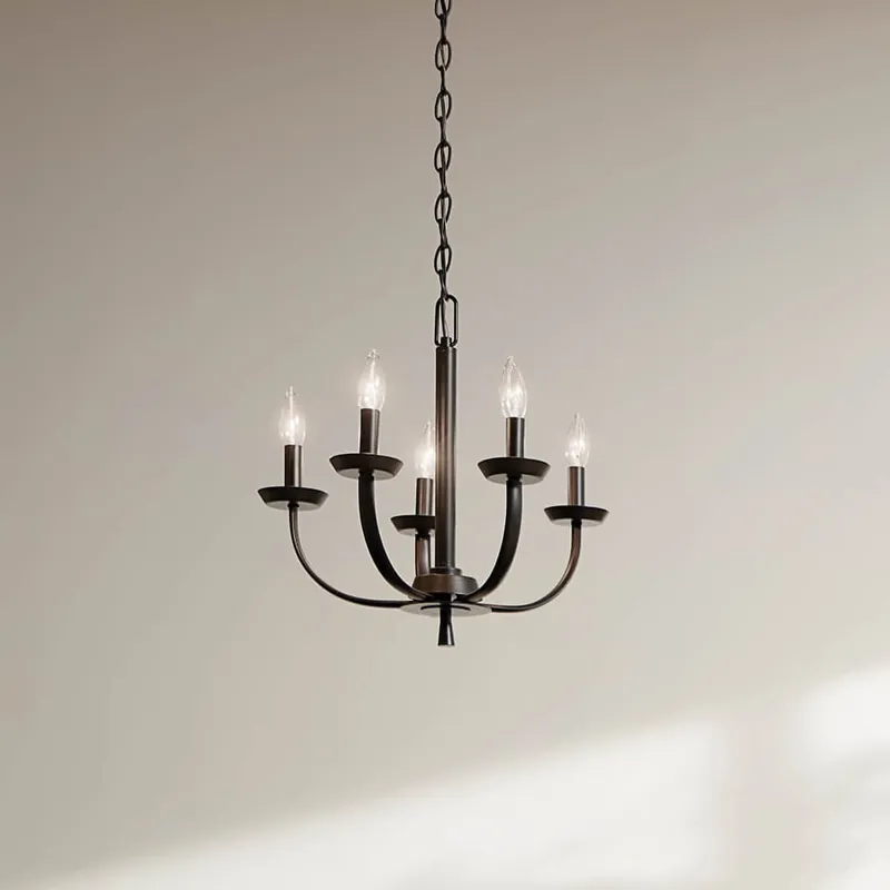 Kichler 52385BK Kennewick 5 -Light Black Bare bulb Steel Chandelier one_size
