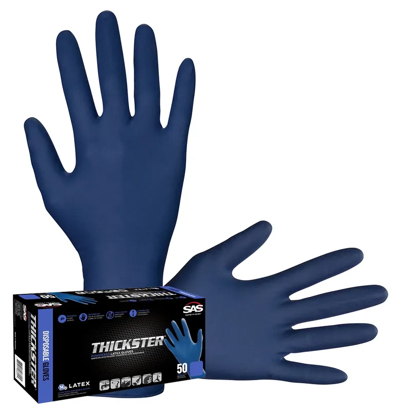 Sas Safety 6604 Thickster Powdered Latex Disposable Gloves 14 mil (50 Pack)