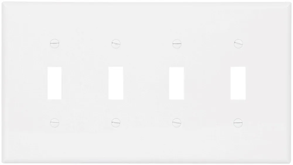 Eaton PJ4W Mid-Size Polycarbonate 4-Gang Toggle Switch Wallplate