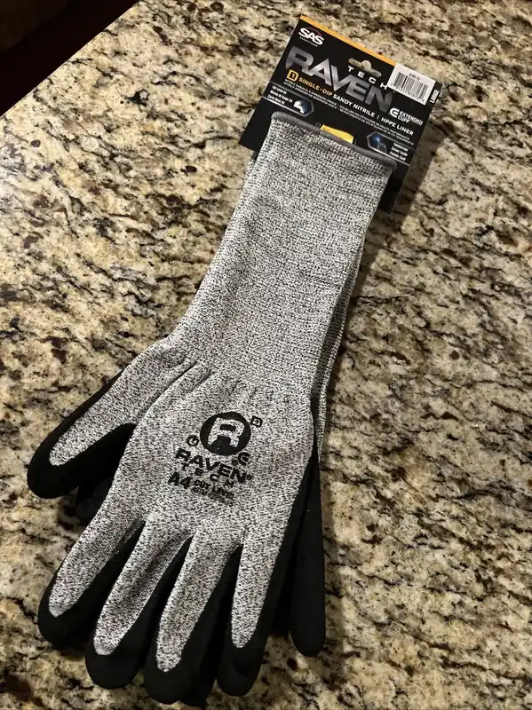 Sas Safety 6780-13 Xy6- Raven Tech Extended Cuff Nitrile Sandy Finish Cut Level A4 Gloves Large
