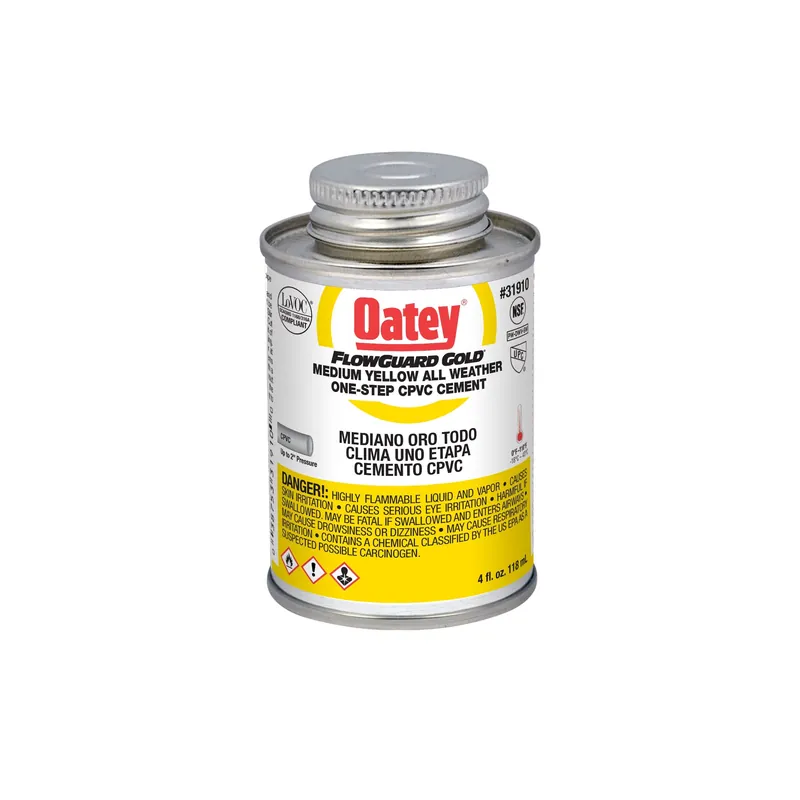 Oatey 31910 FlowGuard Gold 4 Oz. Medium Bodied Yellow All Weather One-Step CPVC Cement