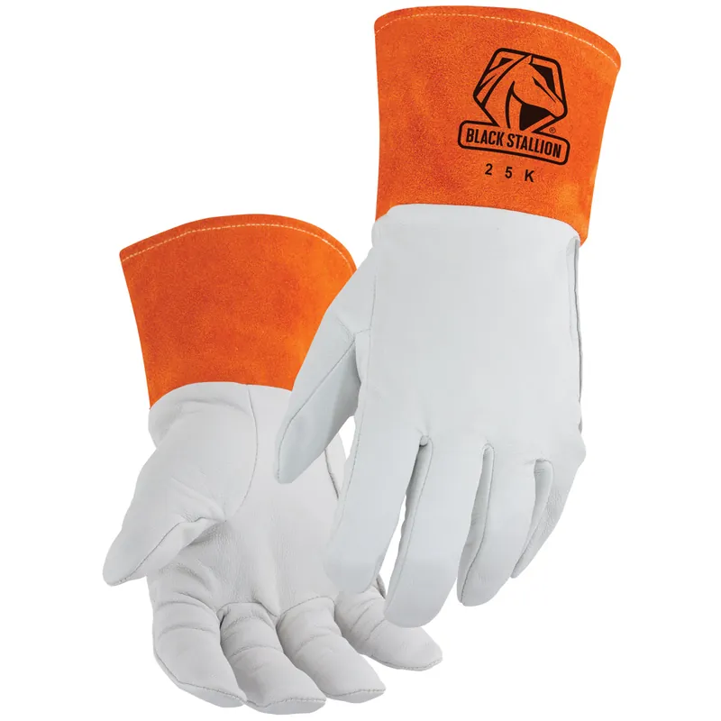 Black Stallion 25KL Classic TIG Welding Gloves, L, Grain Kidskin Leather/Kevlar