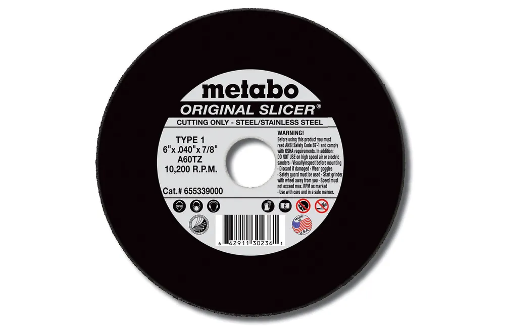Metabo US616313000 Original Slicer Wheels 6 in, 1/8 in Thick, 7/8 in Arbor, Type 27, A30R