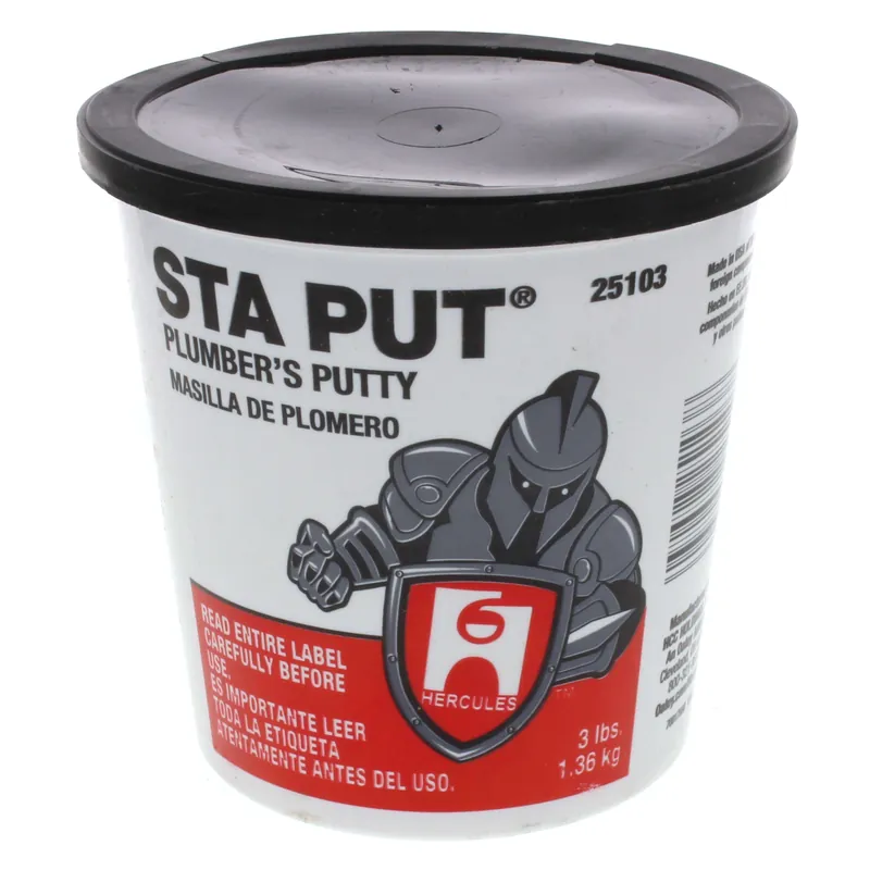 Hercules 25103 3 lb, Pail, Solid, Off-White, Sta Put Plumber Putty