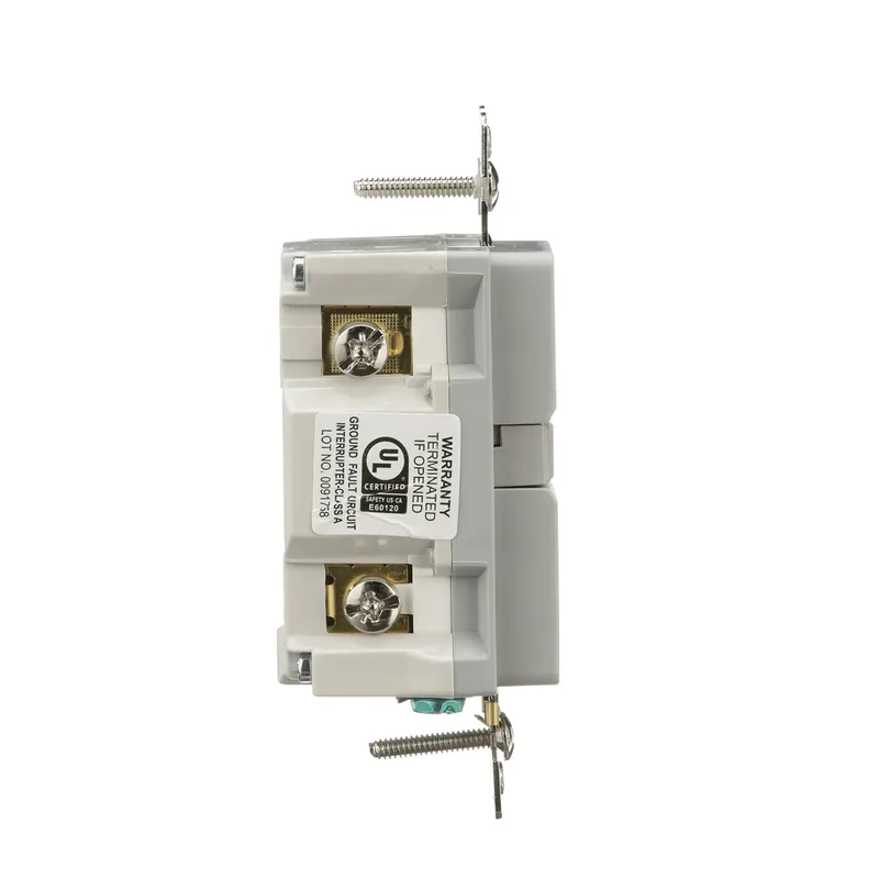 Eaton TWRSGF20GY GFCI Self-Test 20A 125V Tamper & Weather Resistant Duplex Receptacle with Standard Size Wallplate