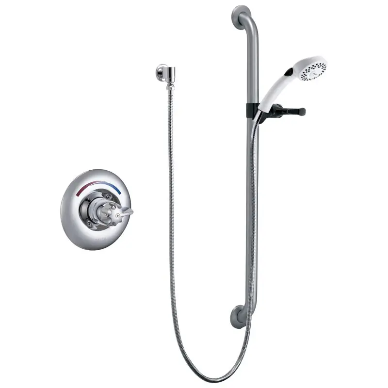 Delta Faucet T13H153-25 Universal Shower Head, Grab Bar, Lever Blade Handle, and Valve