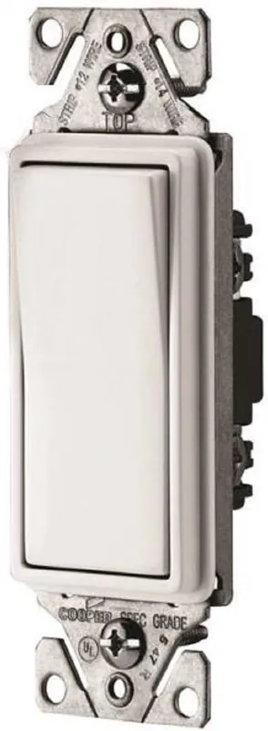Eaton 7501W Deco Rocker Switch, 15 A, 120/277 V