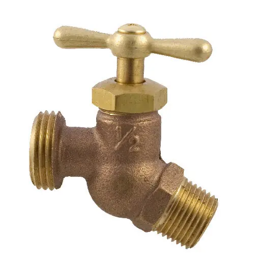 Aqualine HB-050M Brass Hose Bibb No Kink T-Handle 1/2 inches MIP x 3/4 inches MHT