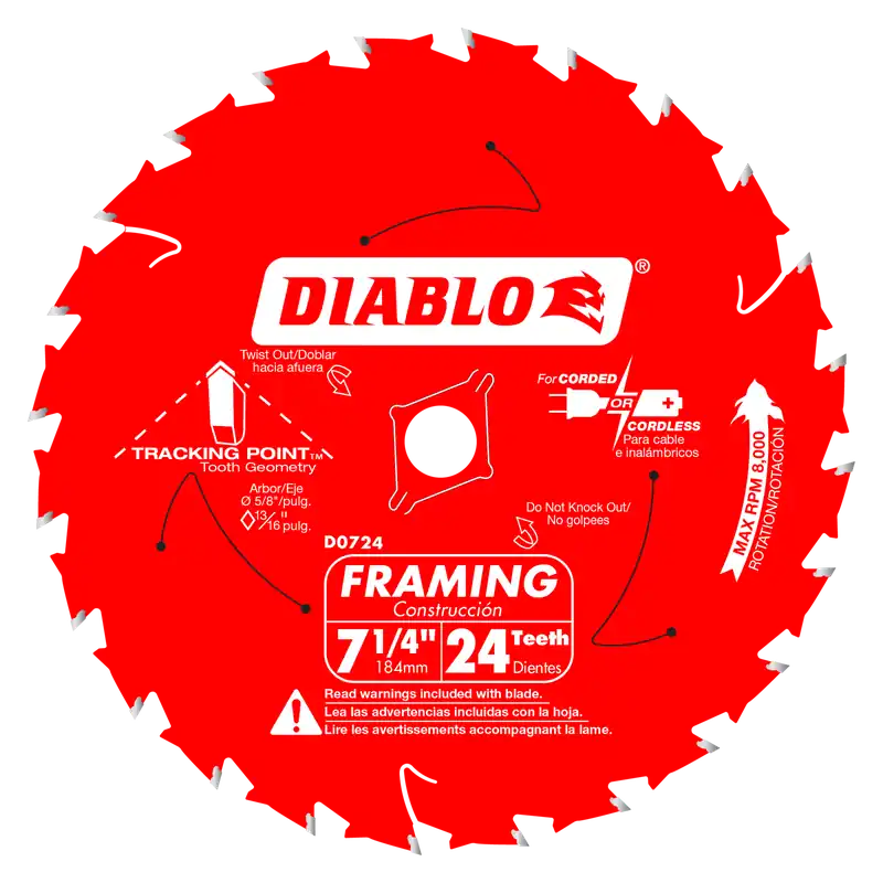 Diablo D0724X 7-1/4 In. 24-Tooth Framing Circular Saw Blade