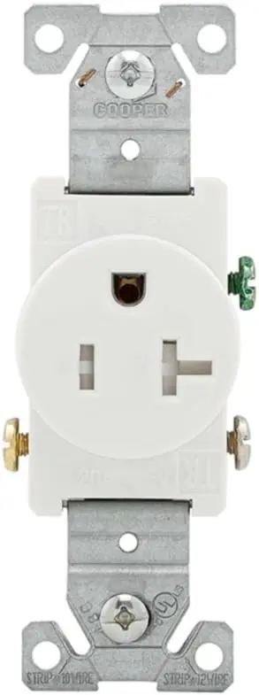 Eaton TR1877W Heavy-Duty Grade Straight Blade Single Receptacle 20-Amp 125-volt