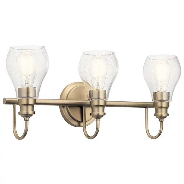 Kichler 45392CLZ Greenbrier Vanity, 3-Light 300 Total Watts