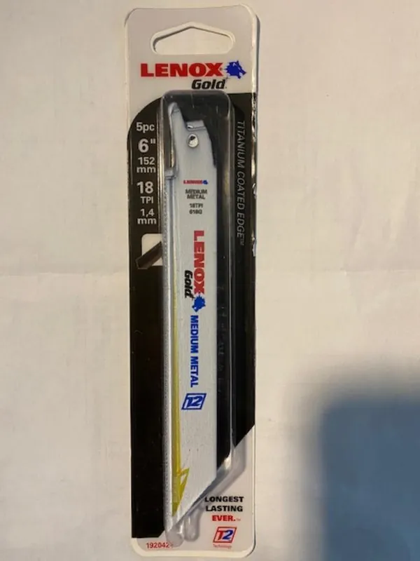 Lenox 618G Reciprocating Saw Blade Bi-Metal 18 TPI x 6 inches L x 3/4 inches W 5/Pack