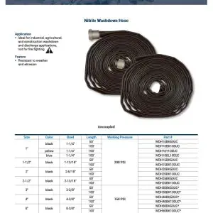 Dixon Valve wdh15bk50raf Nitrile Washdown Hose 50 feet NST Female & Male Expansion Ring Couplings
