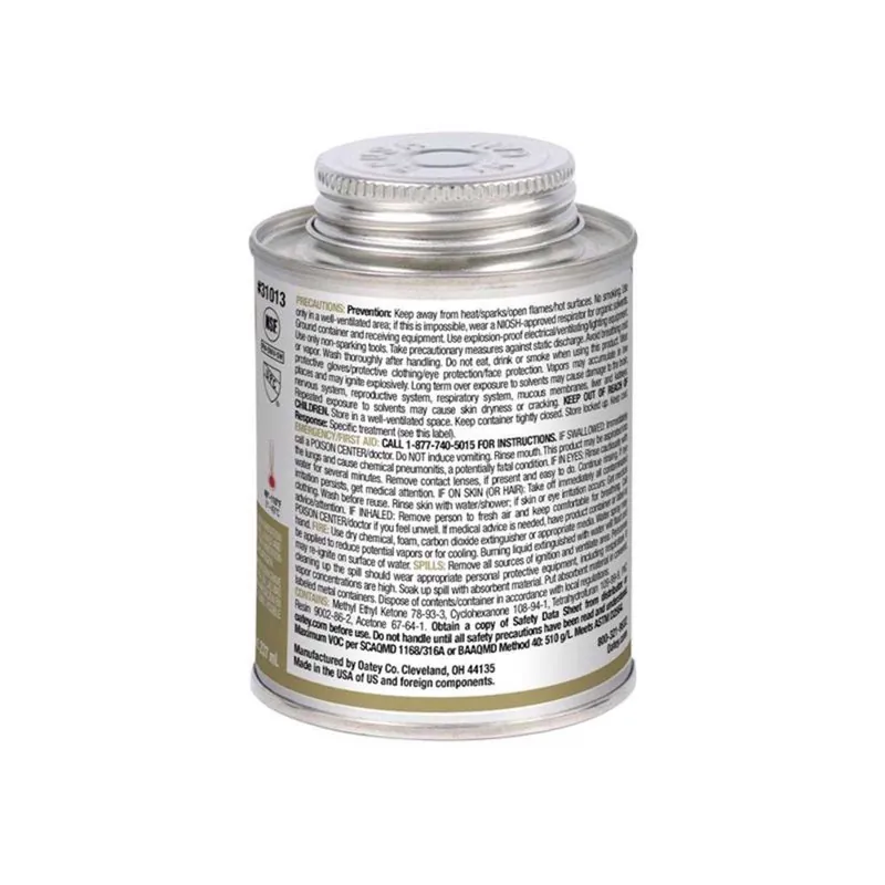 Oatey 31014 Pipe Cement 16 oz Regular-bodied Clear PVC Cement