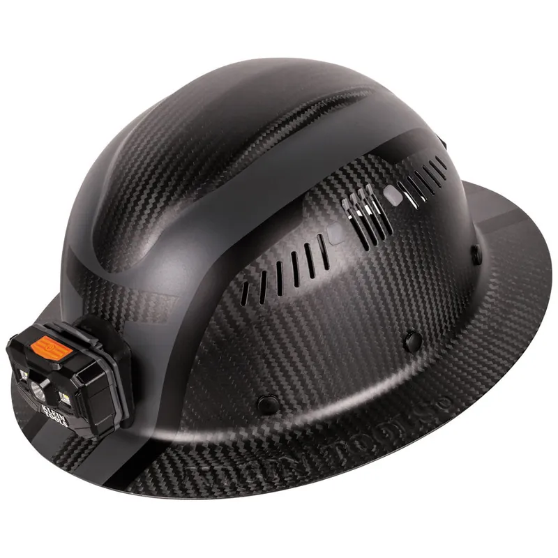 Klein Tools 60514 Carbon Fiber Full Brim Hard Hat with Headlamp, Spartan