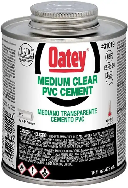 Oatey 31019 PVC Medium Bodied Fast Set Clear Cement 16 Oz.