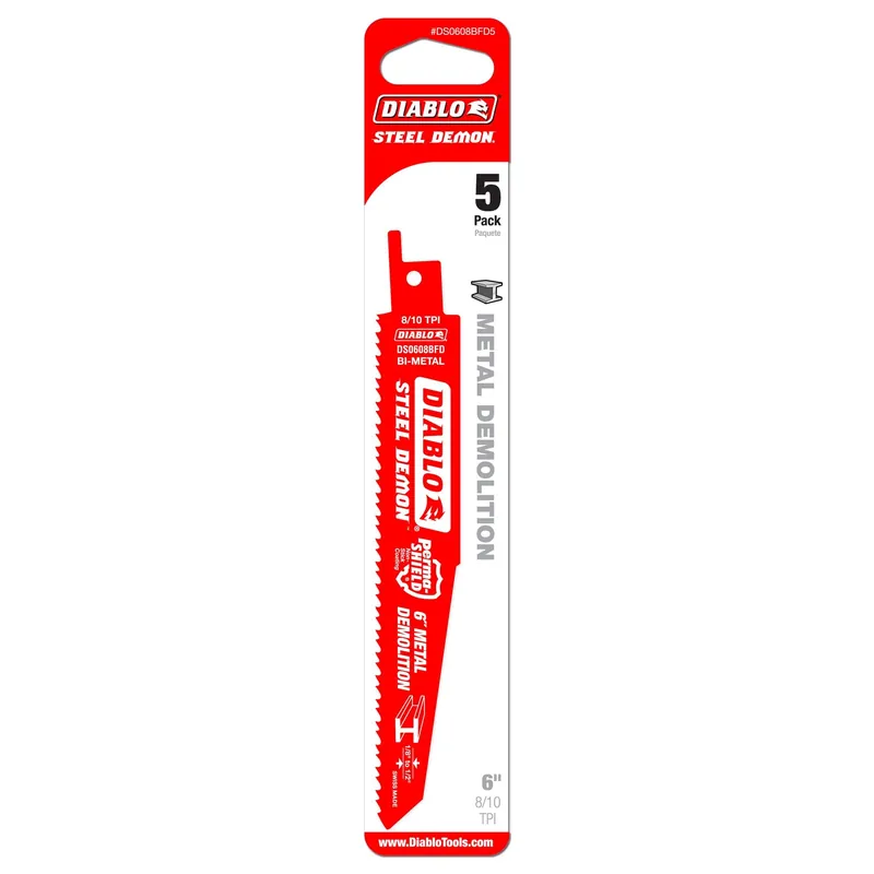 Diablo DS0608BFD5 6 inches 8/10 TPI Steel & Metal Cutting Reciprocating Saw Blade 5 Pack
