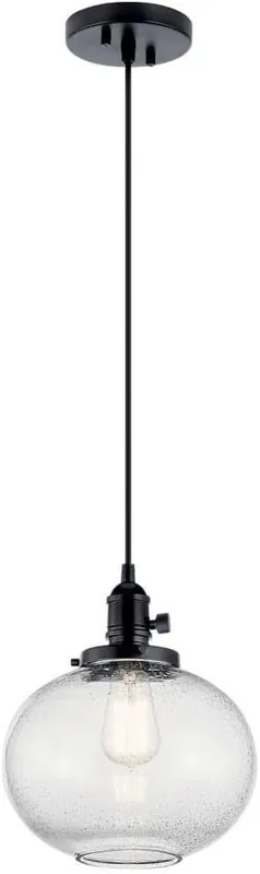 Kichler 43852BK Avery 9.75 inches Globe Mini Pendant 100W (9.75 inches x 9.75 inches x 11.25 inches)