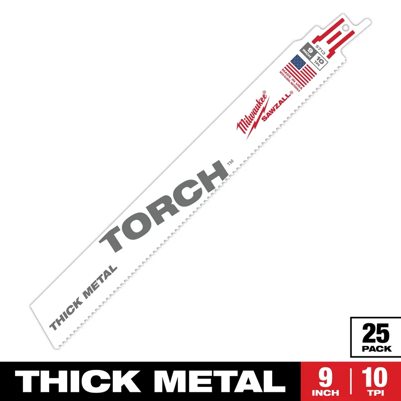 Milwaukee 48-00-8713 9 inches 10 TPI Torch Sawzall Blade for Thick Metal (25 PK)