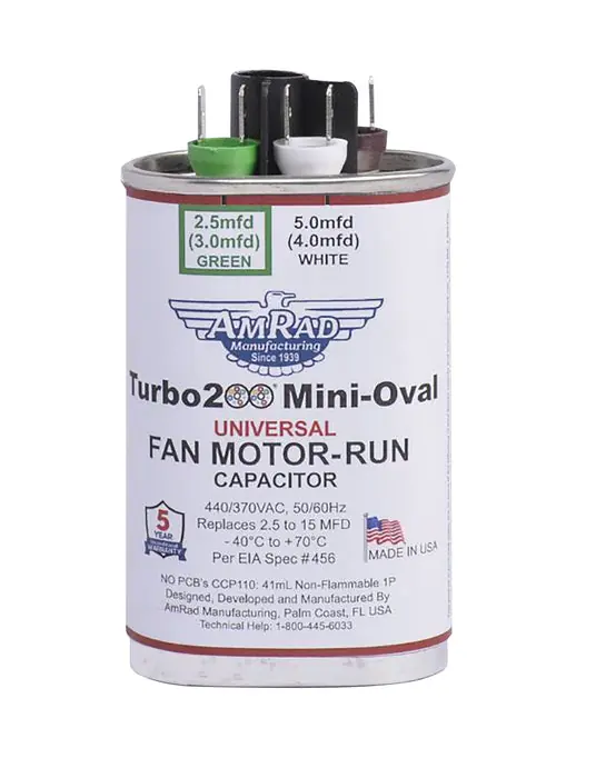 Mars M12500 AmRad Turbo 200 Mini Oval Universal Replacement Capacitor 370/440V