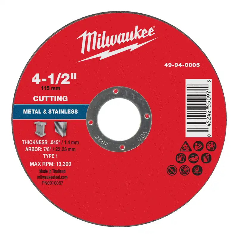 Milwaukee 49-94-0005 Aluminum Oxide 4 1/2 in Type 1 Cut Off Wheel