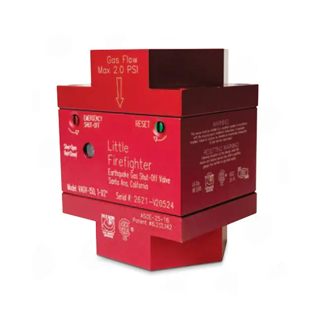 Little Firefighter VAGV-150 Automatic Seismic Gas Shut-off Valve 1-1/2 inches - 2 psi Vertical Top Inlet
