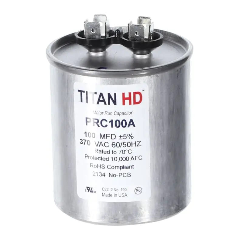 Packard PRC100A Titan HD 100MFD, 370V, Round Capacitor
