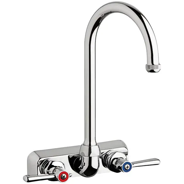 Chicago Faucets W4W-GN2AE1-369ABCP Manual Sink Faucet 4 inches Centers