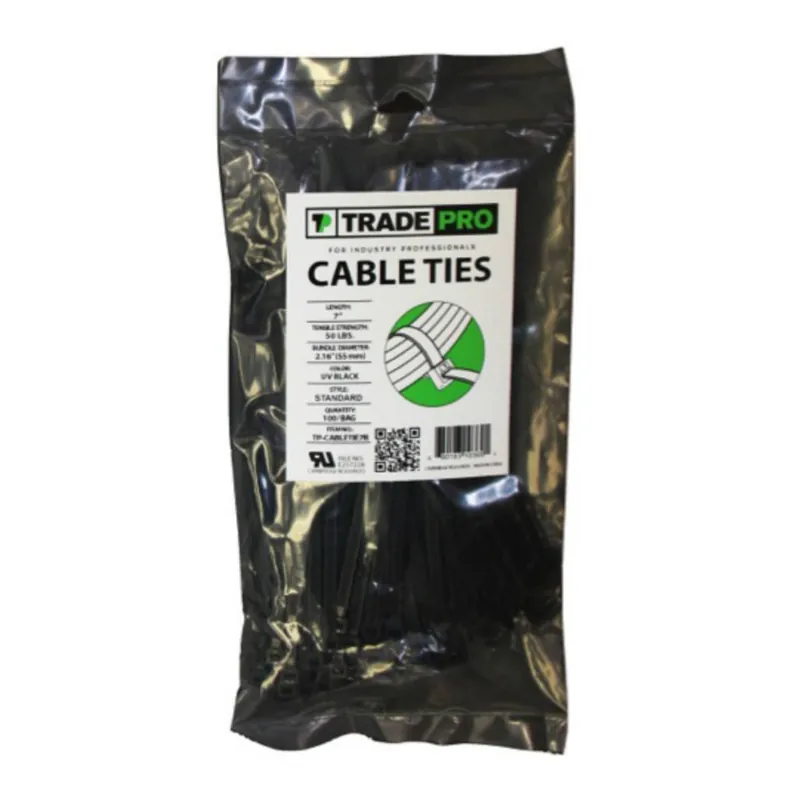 Tradepro tp-cabletie7b Cable Ties 7 inches 50 lb Tensile Strength