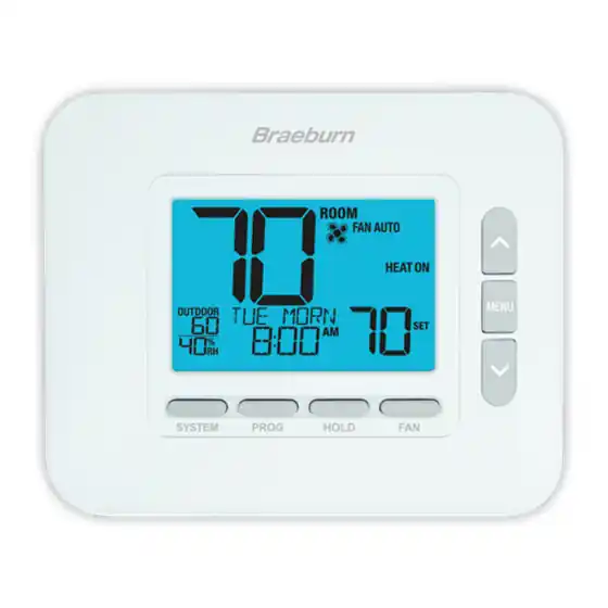 Braeburn Systems 4235B Premier Series 7/5+2 Day Programmable Thermostat 2H/2C (3H/2C HP) 24Vac/3Vdc (2 AA)