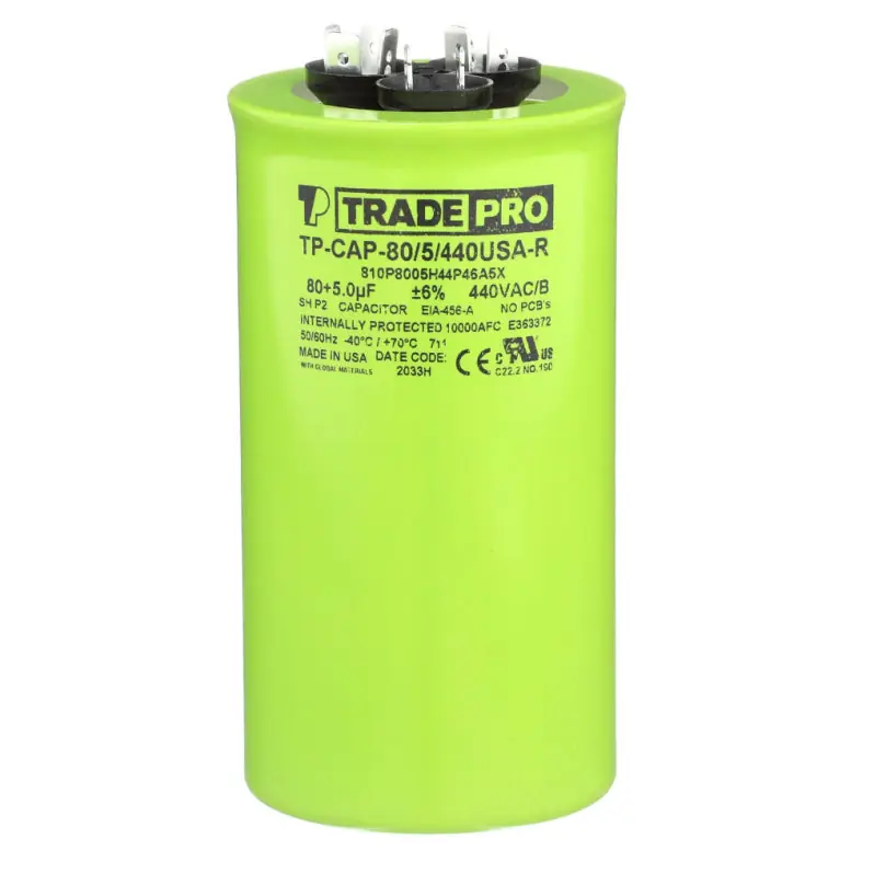 Tradepro TP-CAP-80/5/440USAR Dual Round Run Capacitor 80/5 MFD 370/440V