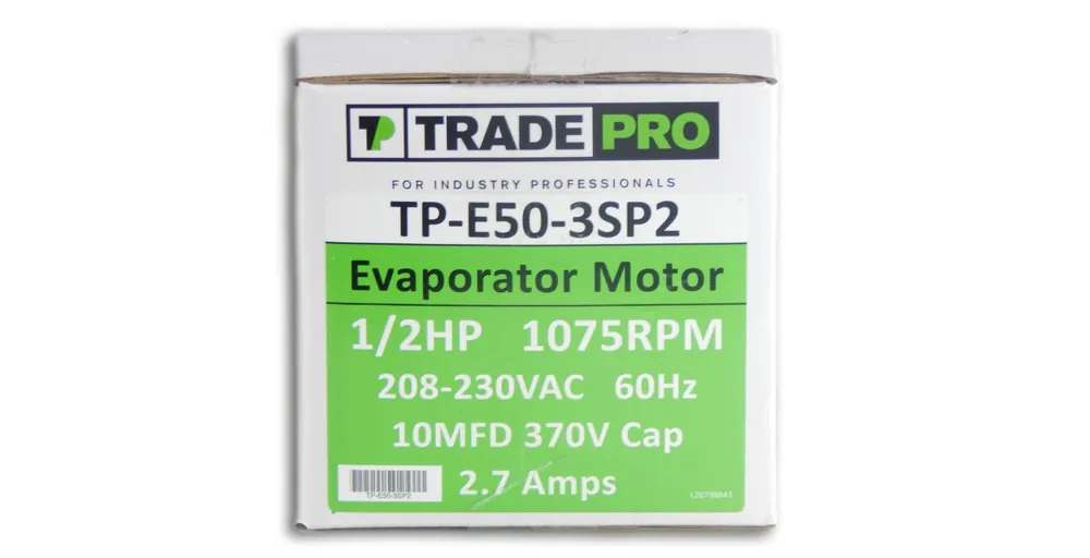 Tradepro TP-E50-3SP2 Evaporator Blower Motor 1/2 HP 208/230V 1075 RPM 3-Speed
