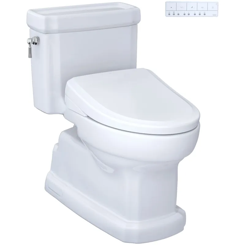 Toto CST974CEFGAT40 Eco Guinevere WASHLET+ Ready Elongated 1.28 GPF Universal Height Skirted Toilet with CEFIONTECT