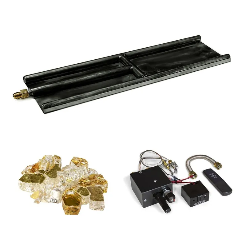 Grand Canyon GLASSBRN-24/12-H-NG-MVKEI-GCRK Assembled 24 inches Glass H-Burner Electronic