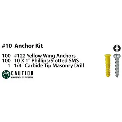 Dottie DOT2AK #10 Yellow Wing Conical Anchor Kit w/ Pan Head Combo Drive Screws