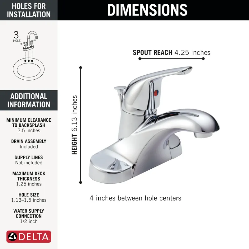 Delta Faucet DLB510LF Foundations Single Handle Centerset Bathroom Faucet