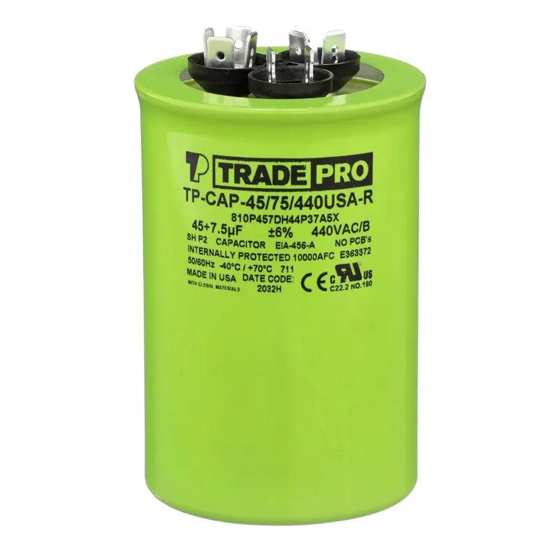 Tradepro TP-CAP-45/75/440USAR Round Dual Run Capacitor 45/7.5MFD 440/370V