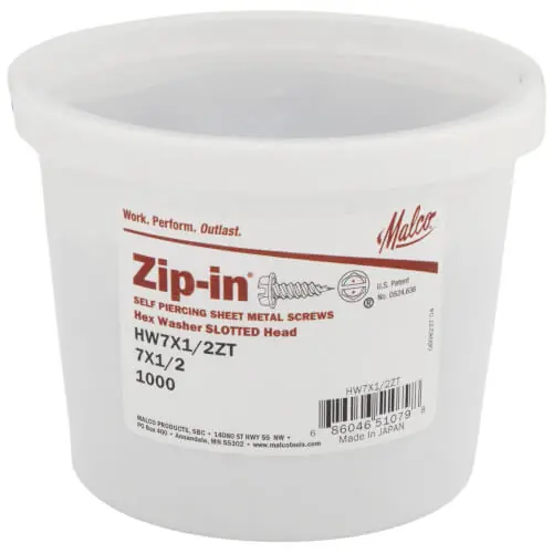 Malco HW7X1/2T Zip-In Sheet Metal Screws 1/2 inches (1,000 Pack)