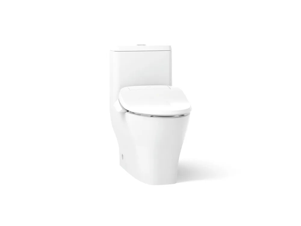 Kohler K-23188-0 Reach One-piece Compact Elongated Toilet with Skirted Trapway, Dual-Flush
