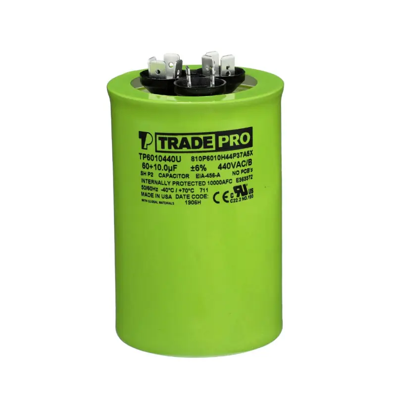 Tradepro TP-CAP-60/440USAR Round Dual Run Capacitor 60/10 Mfd TP-CAP-60/10/440USAR