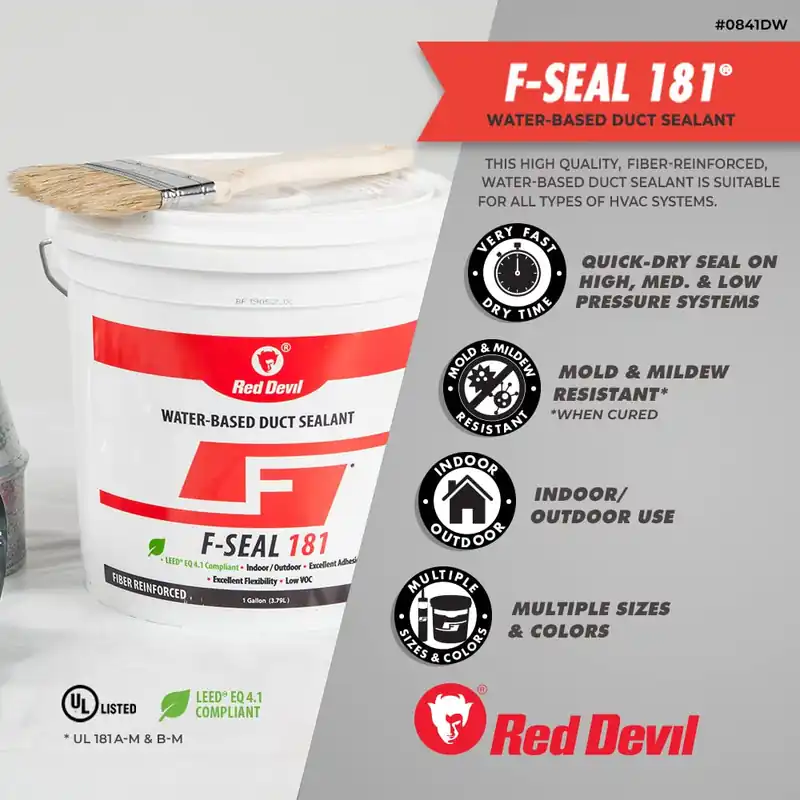 Red Devil 0846DX F Seal 181 Fiber Reinforced Water Based Duct Sealant 10.1 oz. 1 Pack