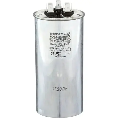 Tradepro TP-CAP-80/7.5/440R Run Capacitor, 80 + 7.5 MFD, 440V, Round