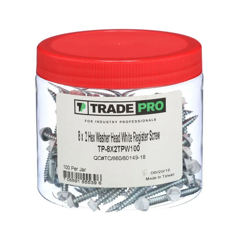Tradepro TP-8X2TPW100 #8 X 2 inches Hex Washer Head (100 Per Jar)