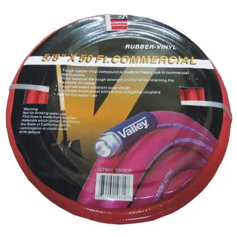 Zac Tool 40-H58050P Garden Hose 5/8 Inches X 50 Foot Commercial Red Rubber Vinyl
