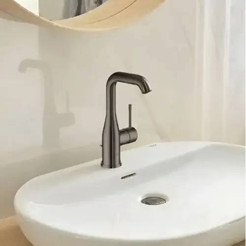Grohe 23486a0a Essence Single-handle Bathroom Faucet 1.2 Gpm L-size Swivel Spout Hard Graphite Solid Brass Deck Mount