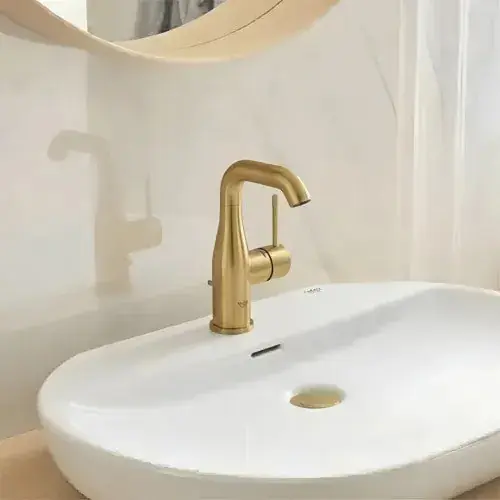 Grohe 23486gna Essence Single-handle Bathroom Faucet 1.2 Gpm L-size Brushed Cool Sunrise Solid Brass Swivel Spout