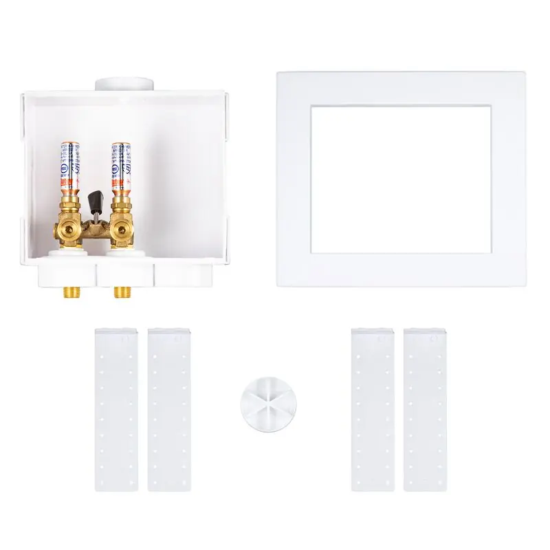 Oatey 38546 Quadtro Single Lever Washing Machine Outlet Box 0.75 Inches White