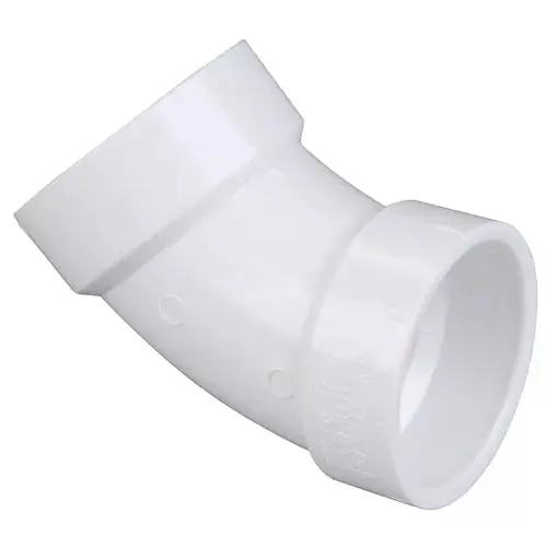 Mueller Industries 4806-02-01 Pvc Dwv 45 Degree Elbow Hub X Hub 2 Inches Schedule 40 White